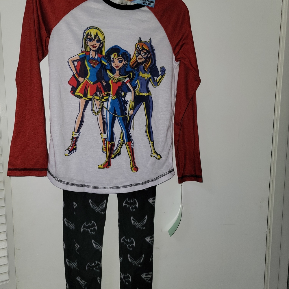 DC Superhero Girls Pajama Set - Red, White, and Black